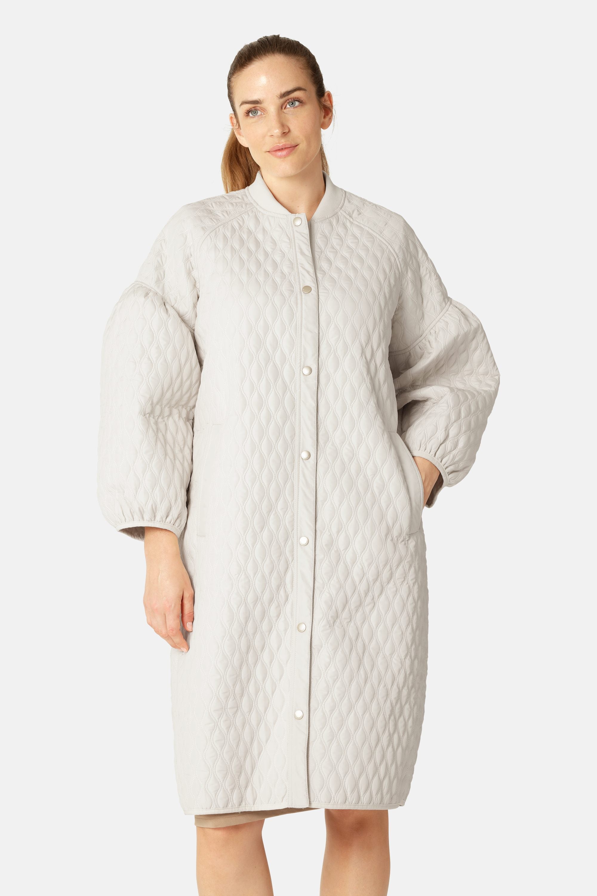 Veste matelassée longue - Crème au lait